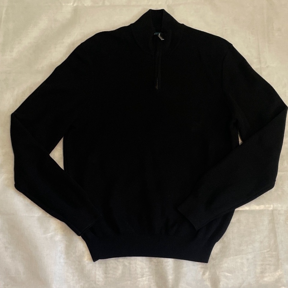 Perry Ellis Men's Black 1/4  Zip Up Sweater Large